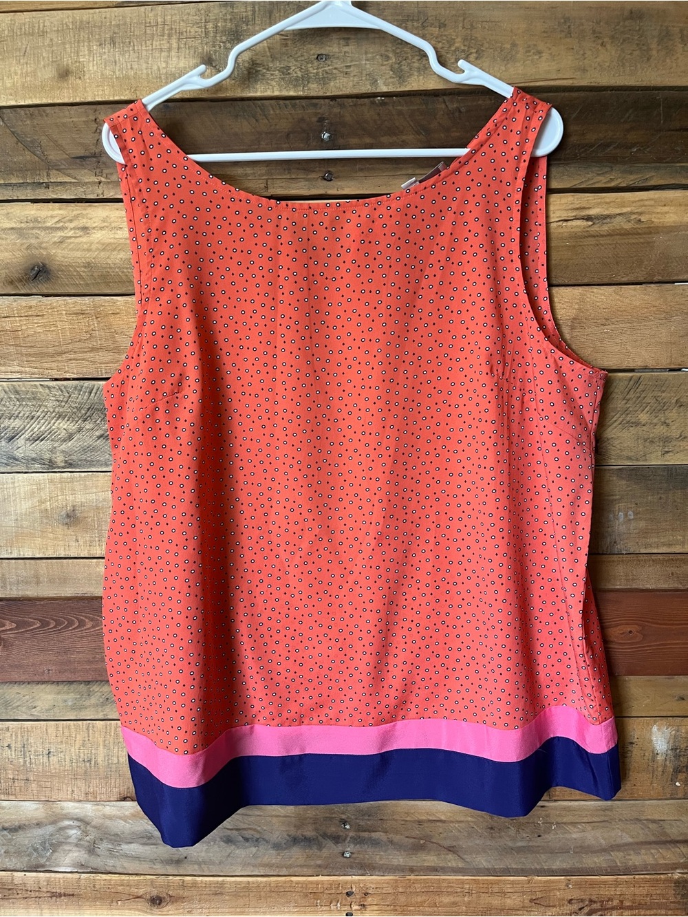 LOFT Coral Tank with Pink and Navy Colorblock Hem